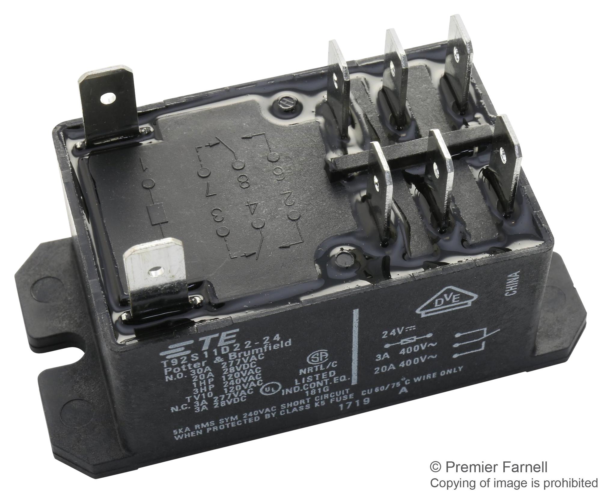 T92S11A22 120 Potter Brumfield Te Connectivity Power Relay DPDT