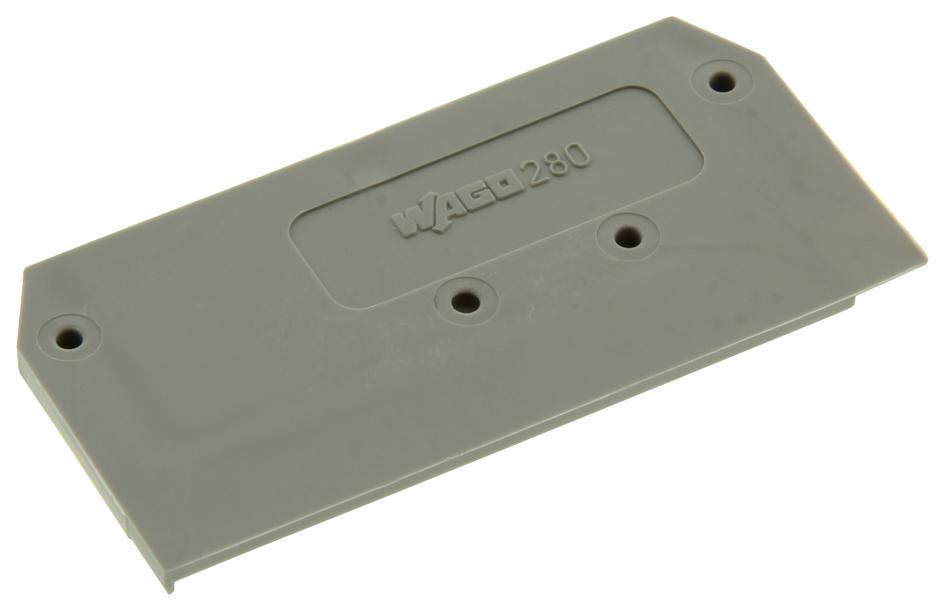 WAGO 280-308 End / Intermediate Plate, For Use With Rail Mounted Terminal  Blocks, Grey